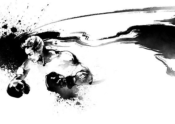 PSD 남자 일러스트 캘리그라피 붓터치 흑백 건강 한명 사람 운동 파이팅 권투 펀치 연습 번짐 액션 남자한명만 국내일러스트 1 모션 촬영기법 격투기 남자만 파일형식 효과