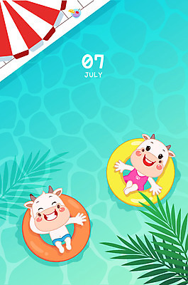 하늘색 두마리 일러스트 나뭇잎 새해 프레임 수영장 사람없음 귀여움 달력 소띠 소 튜브 소캐릭터 7월 프레임일러스트 2021년 신축년 흰소 국내일러스트 AI파일 동물캐릭터 컨셉 잎 2 포유류 파란색 십이지신 날짜 연도 파일형식 벡터