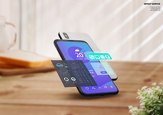 PSD 편집이미지 비즈니스 식탁 사람없음 스마트폰 정보 비대면서비스 언택트 온택트 이미지편집 탁자 핸드폰 스마트기기 서비스 파일형식