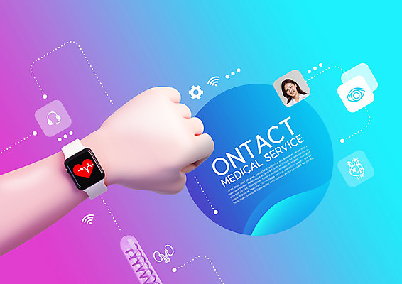 PSD 편집이미지 여자 시계 한명 상반신 성인 파란색 보라색 진료 한국인 의사 스마트워치 성인여자한명만 비대면서비스 언택트 온택트 이미지편집 1 컬러 의학 사람 동양인 스마트기기 의료진 서비스 웨어러블 여자한명만 성인여자만 파일형식