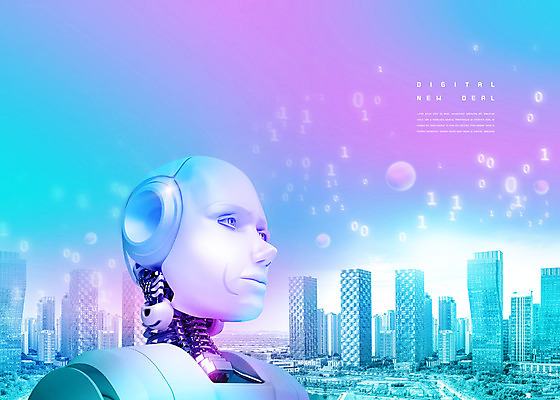 PSD 편집이미지 빌딩 사람없음 건물 경제 파란색 보라색 로봇 정책 뉴딜정책 디지털뉴딜 이미지편집 건축물 컬러 파일형식