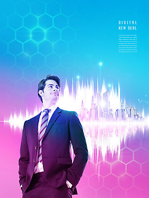 PSD 서양인 외국인 편집이미지 남자 한명 상반신 성인 건물 30대 경제 파란색 보라색 정책 성인남자한명만 뉴딜정책 디지털뉴딜 이미지편집 1 건축물 컬러 사람 인종 장년 남자한명만 성인남자만 파일형식