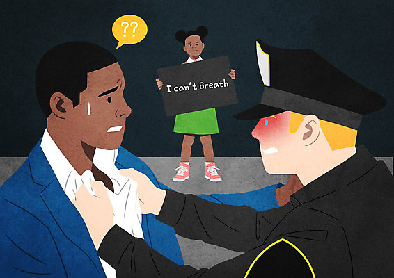 전신 PSD 백인 여자 남자 흑인 일러스트 상반신 세명 팻말 경찰 멱살 인종차별 과잉진압 혐오 국내일러스트 서양인 직업 감정 프레임 사람 진압 차별 파일형식