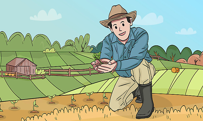 전신 나무 구름 남자 일러스트 장화 한명 성인 초록색 새싹 농부 오두막 농업인의날 성인남자한명만 국내일러스트 AI파일 자연요소 식물 직업 1 기념일 컬러 신발 사람 남자한명만 성인남자만 파일형식 벡터