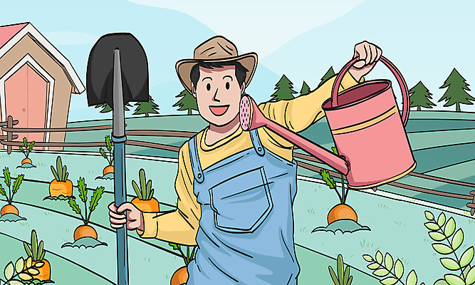 남자 일러스트 작업복 한명 성인 초록색 당근 물뿌리개 농부 삽 창고 농업인의날 성인남자한명만 국내일러스트 AI파일 직업 1 옷 기념일 컬러 뿌리채소 사람 남자한명만 성인남자만 파일형식 벡터