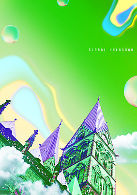 PSD 편집이미지 건축물 유럽 고건축 독일 풍경 사람없음 초록색 관광지 글로벌 성당 화려 랜드마크 홀로그램 브레멘 성페트리대성당 이미지편집 건축 나라 컬러 여행 컨셉 종교건축 파일형식