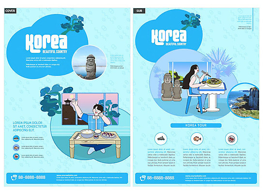 템플릿 여자 남자 ZIP 리플렛 여행 한국 팜플렛 두명 파란색 여행객 전단템플릿 전단 국내여행 인디자인 INDD 이미지템플릿 아시아 컬러 사람 홍보물 파일형식