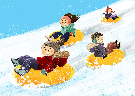 전신 PSD 여자 남자 어린이 겨울 일러스트 여러명 눈 썰매 튜브 겨울방학 눈썰매장 어린이만 국내일러스트 자연요소 계절 다수 날씨 방학 사람 파일형식