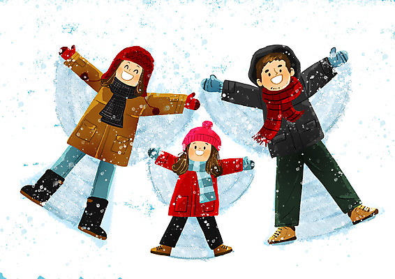 전신 모양 PSD 여자 남자 딸 어린이 일러스트 가족 자국 엄마 천사 성인 세명 눕기 설원 눈 아빠 겨울방학 국내일러스트 자연요소 겨울 관계 모션 날씨 방학 눈_날씨 사람 파일형식