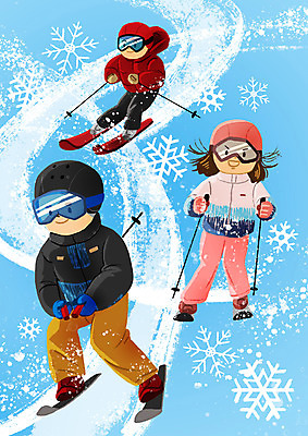 전신 PSD 여자 남자 어린이 일러스트 스키 눈꽃 세명 파란색 눈 스키복 눈보라 겨울방학 어린이만 국내일러스트 자연요소 옷 컬러 겨울 날씨 방학 겨울스포츠 눈_날씨 사람 파일형식
