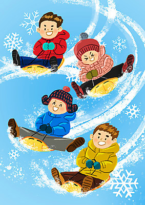 전신 PSD 남자 어린이 겨울 일러스트 눈꽃 여러명 썰매 눈보라 겨울방학 어린이만 국내일러스트 계절 다수 방학 눈_날씨 사람 파일형식
