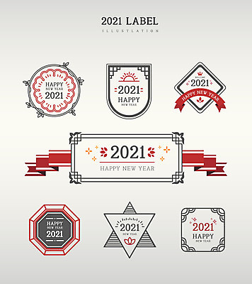 리본 일러스트 새해 프레임 사람없음 빨간색 세트 라벨 사각형 원형 고급 다각형 신상품 2021년 신축년 국내일러스트 AI파일 도형 컬러 컨셉 상품 연도 파일형식 벡터