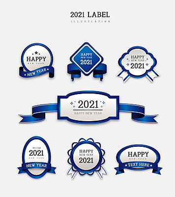리본 일러스트 새해 프레임 사람없음 파란색 세트 라벨 고급 다각형 신상품 2021년 신축년 국내일러스트 AI파일 도형 컬러 컨셉 상품 연도 파일형식 벡터
