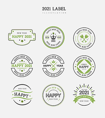 리본 일러스트 새해 프레임 사람없음 연두색 세트 라벨 원형 고급 신상품 2021년 신축년 국내일러스트 AI파일 도형 컨셉 초록색 상품 연도 파일형식 벡터