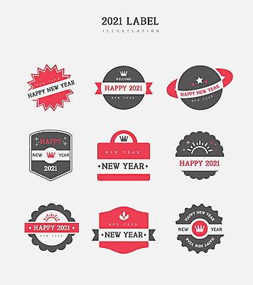 분홍색 일러스트 새해 프레임 사람없음 세트 라벨 고급 다각형 신상품 2021년 신축년 국내일러스트 AI파일 도형 컬러 컨셉 상품 연도 파일형식 벡터