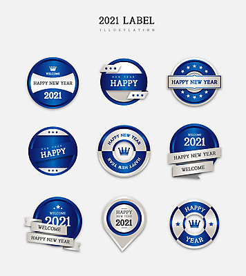 리본 일러스트 새해 프레임 사람없음 파란색 세트 라벨 원형 고급 신상품 2021년 신축년 국내일러스트 AI파일 도형 컬러 컨셉 상품 연도 파일형식 벡터