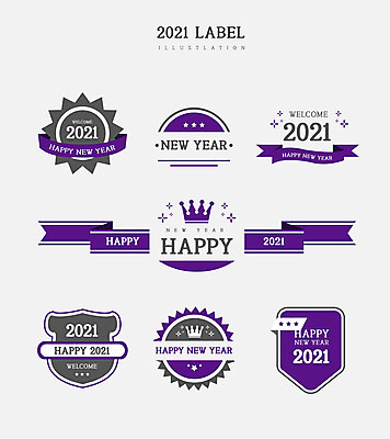 리본 일러스트 새해 프레임 사람없음 세트 라벨 보라색 고급 다각형 신상품 2021년 신축년 국내일러스트 AI파일 도형 컬러 컨셉 상품 연도 파일형식 벡터