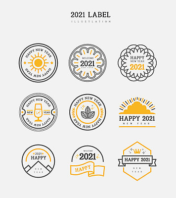 구름 잎 일러스트 새해 프레임 사람없음 세트 태양 노란색 라벨 원형 고급 신상품 2021년 신축년 국내일러스트 AI파일 자연요소 도형 식물 컬러 컨셉 상품 연도 파일형식 벡터
