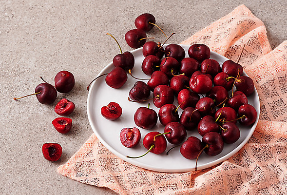 포토 JPG 스튜디오촬영 그릇 접시 과일 실내 사람없음 여러개 신선 체리 천 유기농 국내포토 식기 웰빙 다수 내부 직물 파일형식