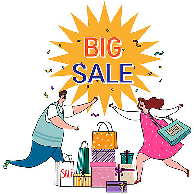 전신 여자 남자 일러스트 가족 선물 성인 두명 선물상자 쇼핑 쇼핑백 노란색 세일 빅세일 성인만 국내일러스트 AI파일 컬러 가방 관계 사람 상자 파일형식 벡터