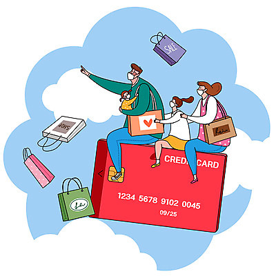 전신 여자 남자 어린이 일러스트 가족 엄마 여러명 성인 빨간색 쇼핑 쇼핑백 세일 신용카드 아빠 국내일러스트 AI파일 컬러 다수 가방 관계 사람 금융 파일형식 벡터
