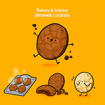 일러스트 디저트 사람없음 갈색 노란색 과자 귀여움 빵집 음식캐릭터 브라우니 브라우니칩 디저트캐릭터 일러캐릭터 AI파일 캐릭터 음식 컬러 컨셉 상점 파일형식 벡터