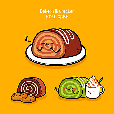 접시 빵 일러스트 디저트 사람없음 노란색 쿠키 과자 귀여움 빵집 음식캐릭터 롤케이크 캬라멜마끼야또 디저트캐릭터 일러캐릭터 AI파일 캐릭터 식기 음식 컬러 컨셉 케이크 상점 마끼야또 파일형식 벡터