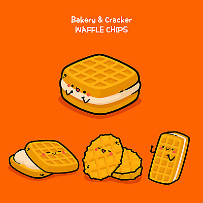 빵 일러스트 디저트 사람없음 과자 귀여움 주황색 빵집 칩 음식캐릭터 와플 디저트캐릭터 일러캐릭터 AI파일 캐릭터 음식 컬러 컨셉 상점 파일형식 벡터