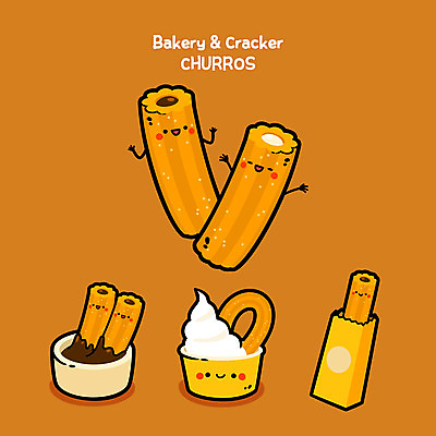 빵 일러스트 디저트 사람없음 갈색 과자 귀여움 빵집 음식캐릭터 초코맛 츄러스 디저트캐릭터 일러캐릭터 AI파일 캐릭터 음식 컬러 컨셉 상점 초콜릿 맛 파일형식 벡터