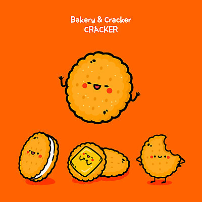 일러스트 디저트 사람없음 크래커 과자 귀여움 주황색 원형 음식캐릭터 디저트캐릭터 일러캐릭터 AI파일 도형 캐릭터 음식 컬러 컨셉 쿠키 파일형식 벡터