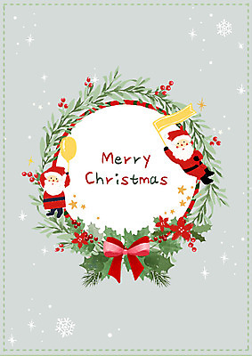 전신 PSD 남자 꽃 리본 잎 크리스마스 일러스트 눈꽃 두명 장식 산타클로스 회색 니스 크리스마스리스 국내일러스트 식물 기념일 컬러 눈_날씨 사람 화환 파일형식