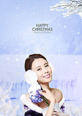 PSD 편집이미지 여자 하늘색 크리스마스 겨울 한명 미소 상반신 20대 성인 옆모습 한국인 나뭇가지 눈 귀마개 수국 의료성형뷰티 이미지편집 자연요소 나무 1 잡화 계절 기념일 꽃 뷰포인트 날씨 표정 사람 동양인 청년 파란색 파일형식