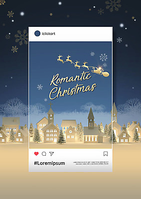 PSD 편집이미지 크리스마스 주택 사람없음 빛 로맨틱 루돌프 금색 남색 소셜네트워크 이미지편집 기념일 컬러 컨셉 사슴 건물 파일형식