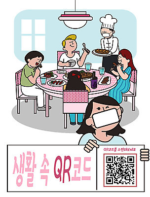 전신 PSD 접시 여자 남자 음식 의자 일러스트 가족 식탁 전등 육류 마스크 요리 여러명 스마트폰 식당 레스토랑 와인 요리사 모임 흰색 바이러스 예방 감염 전염 외식 QR코드 개인정보 스캔 회식 출입명부 델타변이바이러스 국내일러스트 직업 식기 컬러 가구 다수 식재료 관계 탁자 조명 주류 사람 핸드폰 스마트기기 상점 식사 정보 질병 파일형식