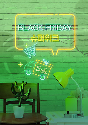 PSD 편집이미지 화분 의자 선인장 타이포그라피 사람없음 초록색 쇼핑 세일 스탠드 네온 블랙프라이데이 이미지편집 식물 문자 컬러 가구 데이이벤트 조명 파일형식