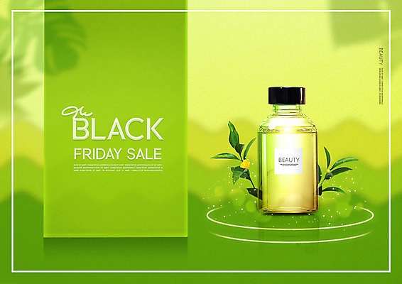 PSD 편집이미지 타이포그라피 사람없음 연두색 세일 화장품 블랙프라이데이 이미지편집 문자 데이이벤트 초록색 뷰티 파일형식