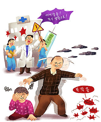 전신 PSD 구름 여자 노년 남자 일러스트 의학 병원 주사기 경고 여러명 놀람 고통 환자 간호사 의사 긴급 바이러스 질병 위험 감기 사회이슈 박테리아 고령 백신 빈혈 예방접종 인플루엔자 증상 현기증 휴유증 보건 부작용 국내일러스트 자연요소 감정 다수 컨셉 의료기기 표정 사람 성인 의료진 경상북도 접종 파일형식