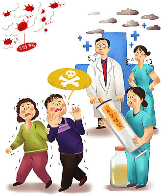 전신 PSD 구름 여자 남자 일러스트 의학 해골 병원 주사기 여러명 고통 환자 간호사 의사 죽음 바이러스 질병 위험 무서움 감기 거절 탈출 사회이슈 고민 박테리아 백신 예방접종 인플루엔자 증상 휴유증 보건 부작용 국내일러스트 자연요소 감정 다수 컨셉 의료기기 뼈 사람 의료진 접종 파일형식