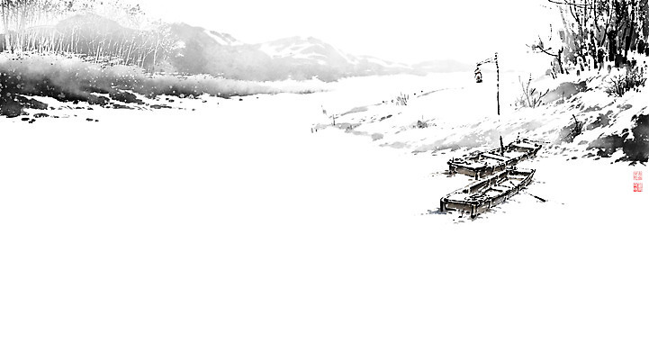 PSD 나무 호수 설경 겨울 일러스트 캘리그라피 붓터치 흑백 풍경 사람없음 물 강 눈 숲 강가 동양화 언덕 번짐 나루터 산수화 두척 조각배 국내일러스트 자연요소 식물 계절 2 배_교통 날씨 촬영기법 미술 항구 파일형식 효과