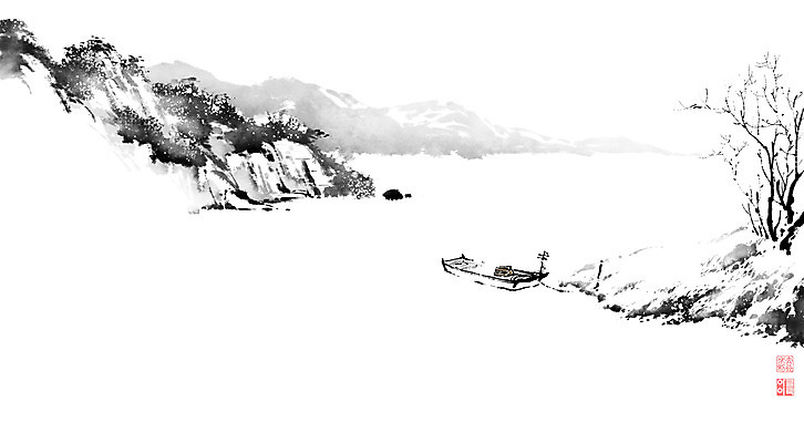 PSD 나무 호수 설경 겨울 일러스트 캘리그라피 붓터치 산 흑백 풍경 사람없음 물 강 눈 연결 강가 동양화 언덕 번짐 나루터 산수화 조각배 선박 국내일러스트 자연요소 식물 계절 수상교통 배_교통 날씨 촬영기법 미술 항구 파일형식 효과