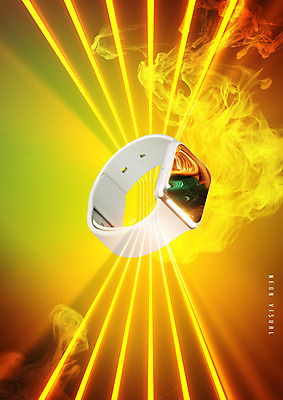 PSD 편집이미지 백그라운드 그래픽백그라운드 사람없음 그래픽 빛 주황색 연기 스마트워치 이미지편집 컬러 스마트기기 웨어러블 파일형식