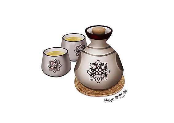 PSD 한식 술잔 일러스트 술병 사람없음 도자기 막걸리 디테일 국내일러스트 음식 병_용기 잔 주류 파일형식