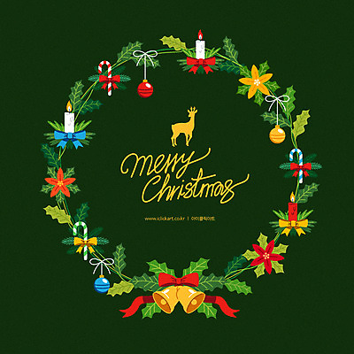 크리스마스장식 크리스마스 겨울 일러스트 초 지팡이 프레임 사람없음 장식 초록색 종 원형프레임 프레임일러스트 크리스마스리스 국내일러스트 AI파일 계절 기념일 컬러 화환 원형 파일형식 벡터