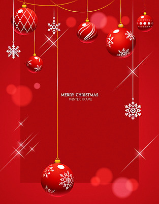 크리스마스장식 크리스마스 겨울 일러스트 프레임 눈꽃 사람없음 장식 빨간색 장식볼 눈송이 구슬 프레임일러스트 오너먼트 국내일러스트 AI파일 계절 기념일 컬러 눈_날씨 파일형식 벡터