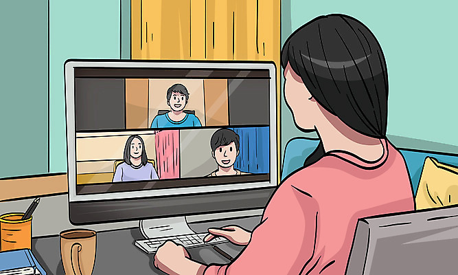 여자 남자 의자 일러스트 모바일 방석 여러명 상반신 모니터 화상통화 코로나바이러스 사회적거리두기 언택트 온택트 랜선라이프 델타변이바이러스 국내일러스트 AI파일 라이프스타일 캠페인 가구 다수 사람 컴퓨터 바이러스 통화 파일형식 벡터