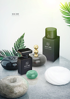 PSD 편집이미지 잎 나뭇잎 사람없음 빛 화장 뷰티 3D 화장품 오브젝트 스킨케어 이미지편집 편집3D 식물 디지털합성 파일형식