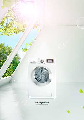PSD 나무 편집이미지 나뭇잎 사람없음 빛 창가 세탁기 드럼세탁기 아이보리 이미지편집 식물 컬러 잎 창문 가전제품 파일형식