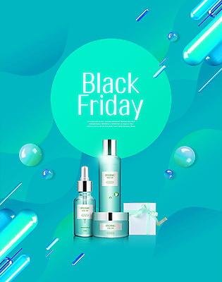 PSD 편집이미지 타이포그라피 사람없음 선물상자 쇼핑 세일 화장품 청록색 블랙프라이데이 이미지편집 문자 컬러 데이이벤트 선물 상자 뷰티 파일형식