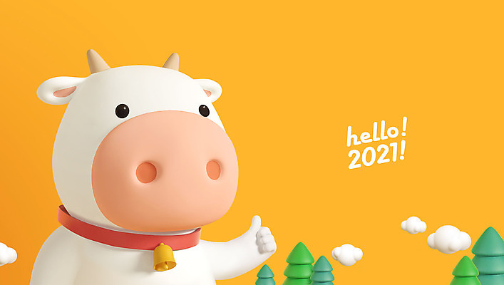 PSD 나무 구름 편집 편집이미지 캐릭터 한마리 새해 3D캐릭터 사람없음 노란색 3D 귀여움 소띠 최고 소 디지털합성 소캐릭터 2021년 신축년 흰소 편집3D 자연요소 식물 1 컬러 동물캐릭터 컨셉 포유류 십이지신 연도 파일형식