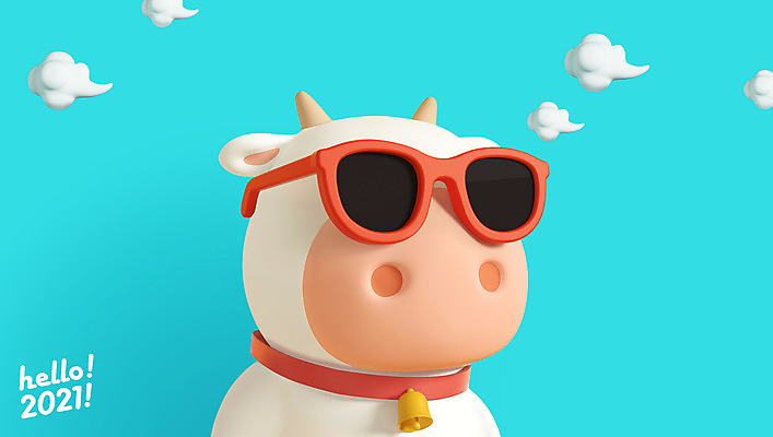 PSD 구름 편집 편집이미지 캐릭터 한마리 새해 3D캐릭터 사람없음 파란색 선글라스 3D 귀여움 소띠 소 디지털합성 소캐릭터 2021년 신축년 흰소 편집3D 자연요소 1 안경 컬러 동물캐릭터 컨셉 포유류 십이지신 연도 파일형식